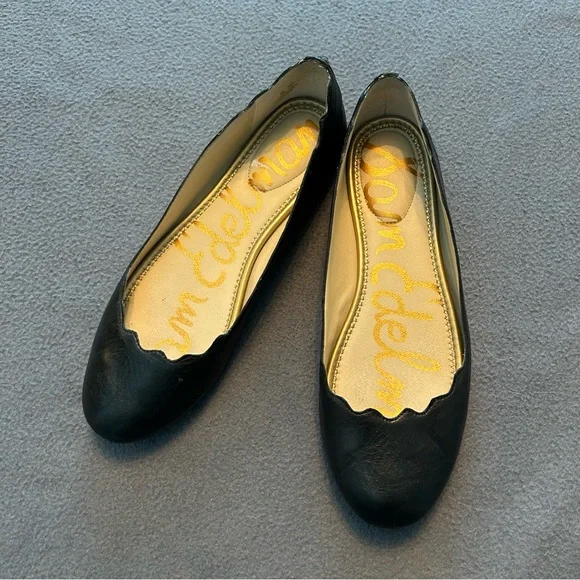 Sam Edelman Finnegan Black Leather Loafers with Scalloped Design Size 10M - Picture 11 of 13